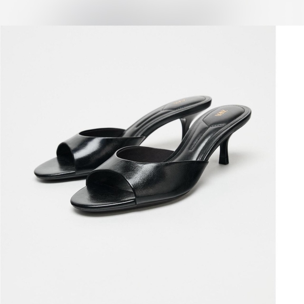 Zara faux leather kitten heels